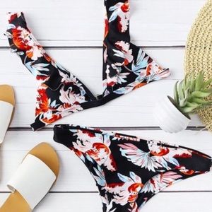 Black floral bikini